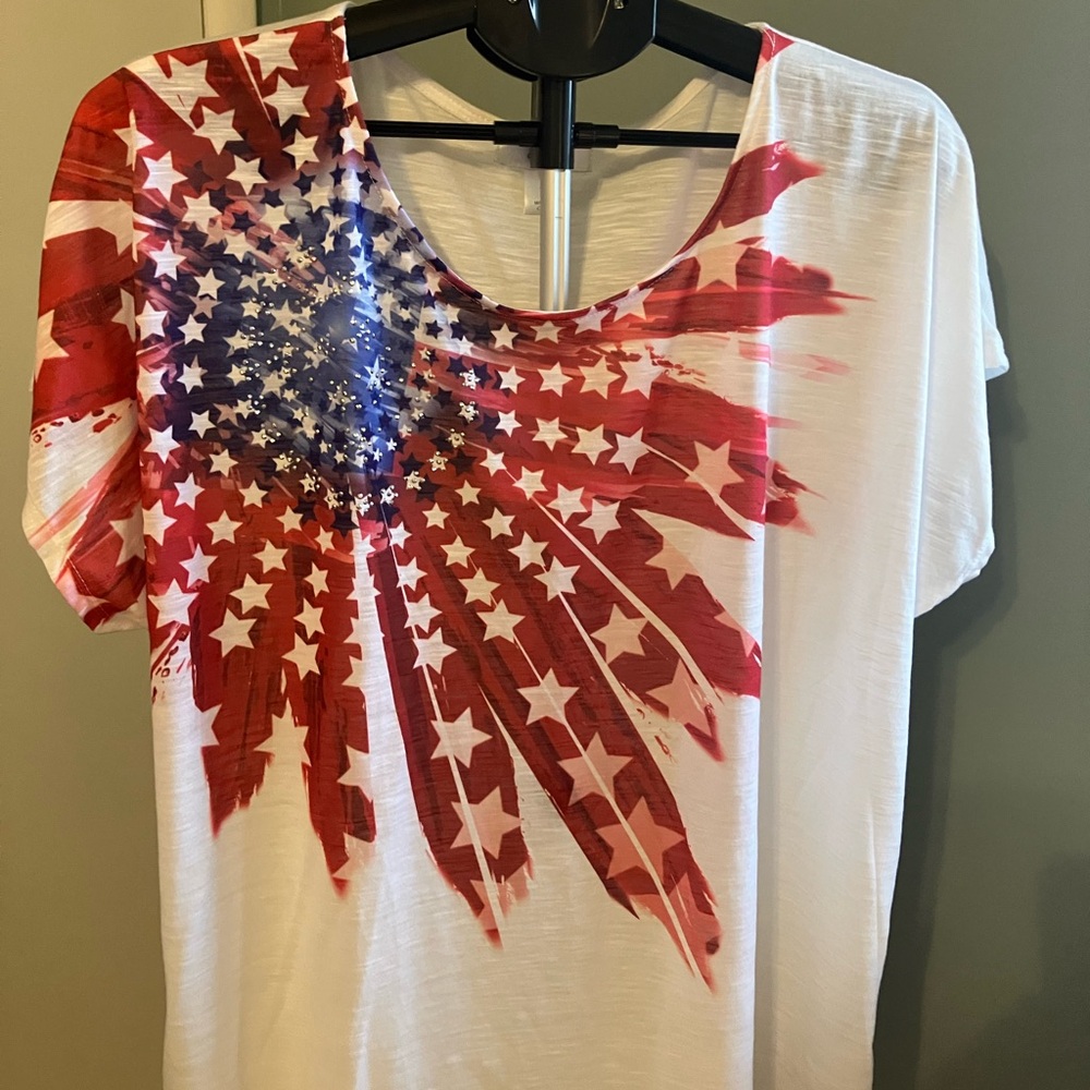 CJ Banks Women’s 2X Patriotic Tops Bundle (4) Star Flag Americana Plus Size - Picture 4 of 16